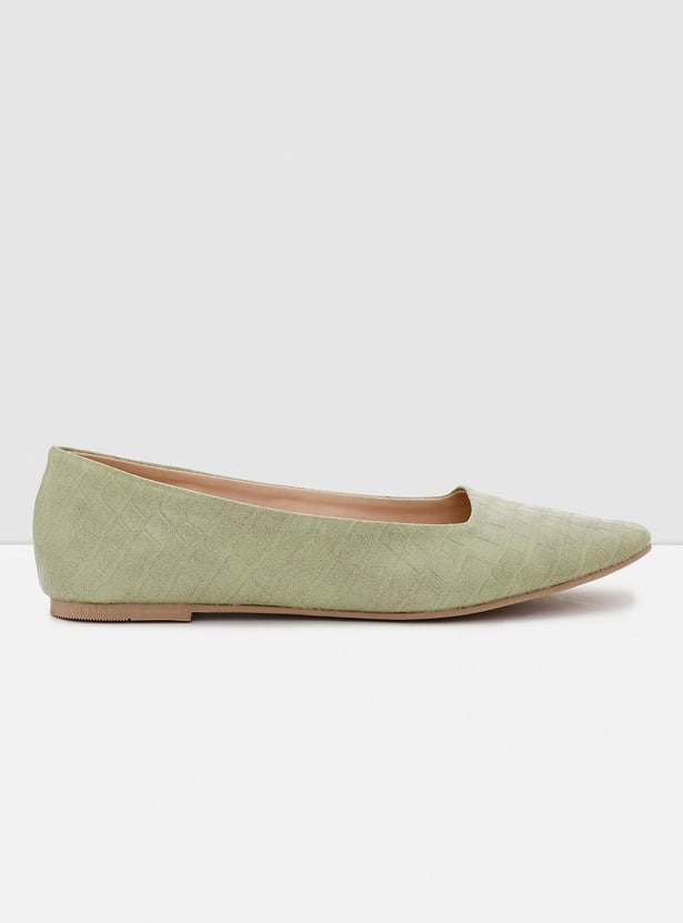 Women Textured Square Toe Ballerinas
