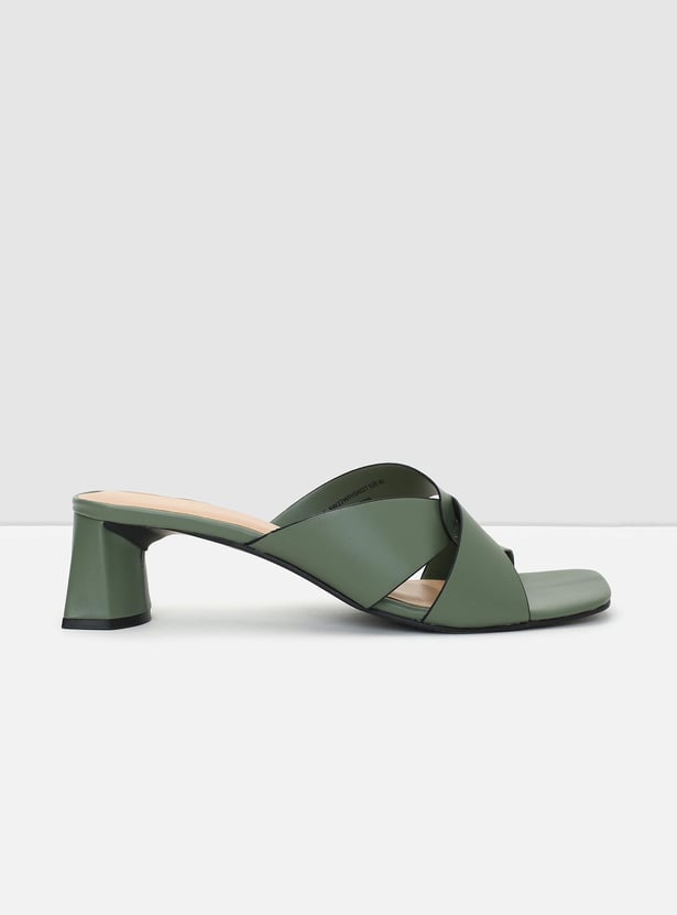 Women Solid Open-Toe Block Heel Sandals