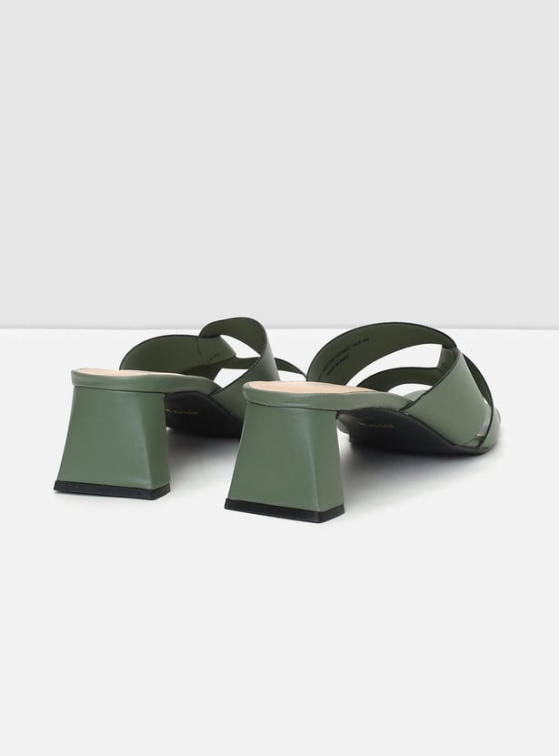 Women Solid Open-Toe Block Heel Sandals