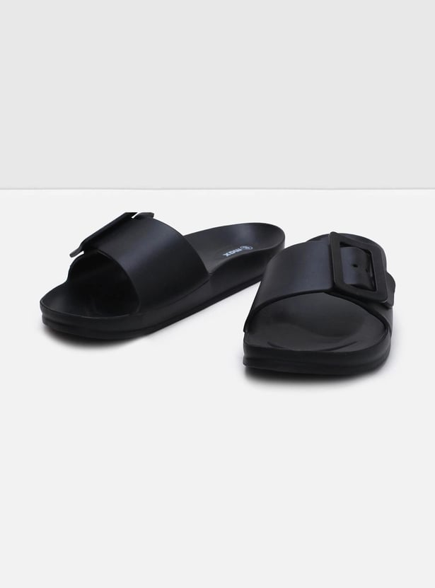 Women Buckle-Detailed Slide Sandals