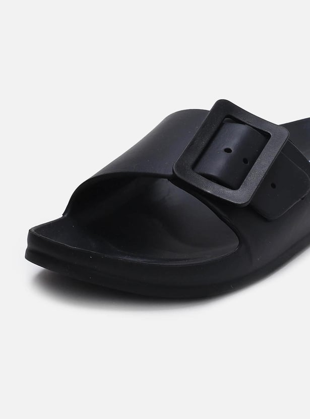 Women Buckle-Detailed Slide Sandals