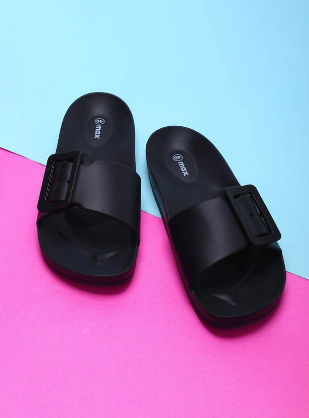 Women Buckle-Detailed Slide Sandals