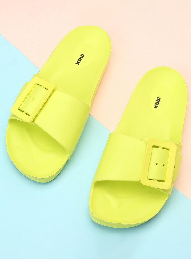 Women Buckle-Detailed Slide Sandals