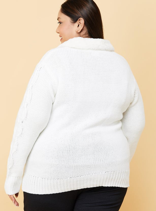 Women Cableknit Cardigan Sweater