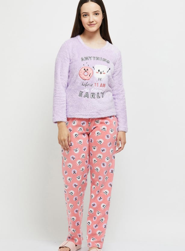 Women Fur Fleece PJ Set