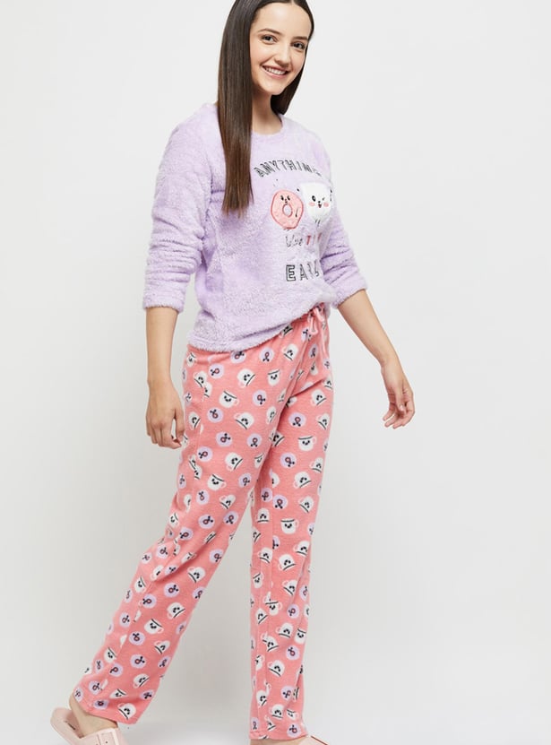 Women Fur Fleece PJ Set