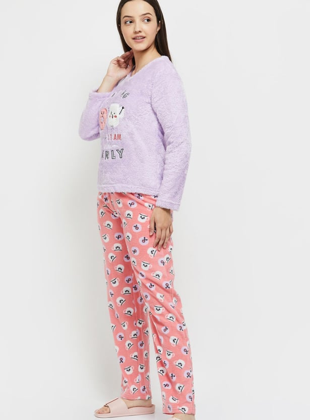 Women Fur Fleece PJ Set