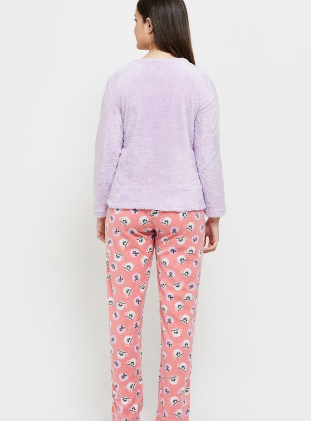 Women Fur Fleece PJ Set