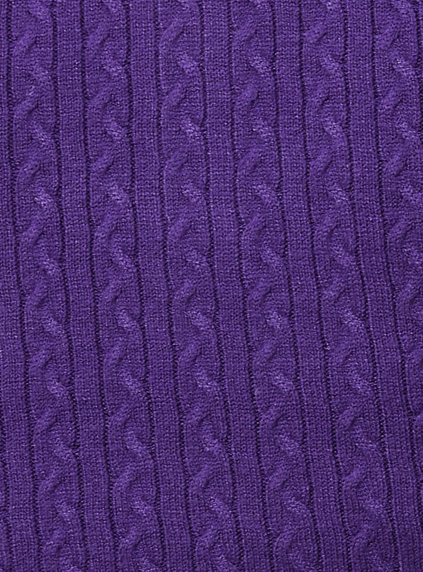 Women Cable Knit Polo Sweater Top