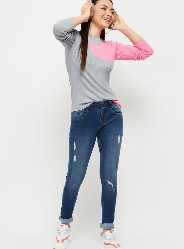 Women Colorblocked Knit Top