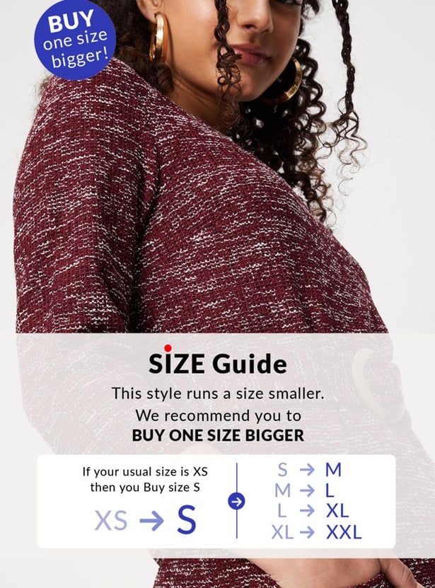 Women Textured Round Neck Sheath Dress