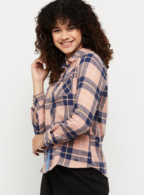 Women Checked Full Sleeves Regular Fit Casual Shirt