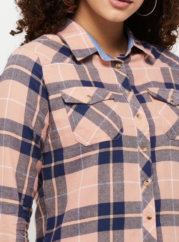 Women Checked Full Sleeves Regular Fit Casual Shirt