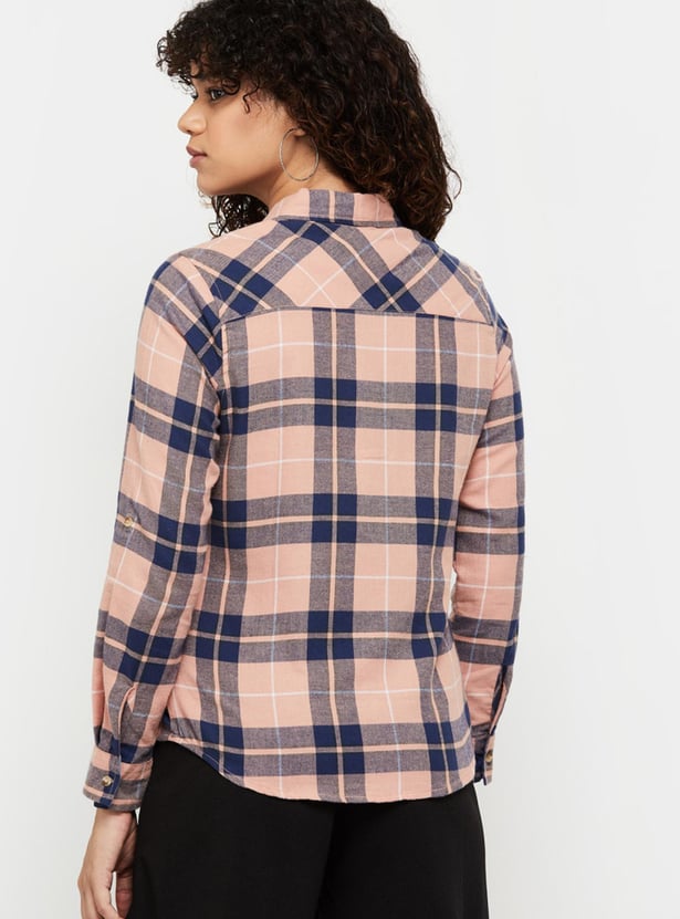 Women Checked Full Sleeves Regular Fit Casual Shirt