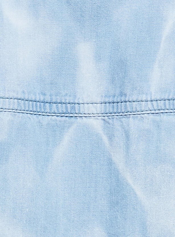 Women Washed Denim Shirt with Full Sleeves