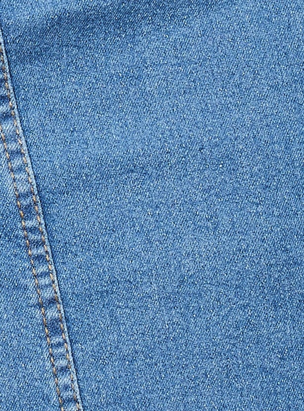 Women Solid Denim Trucker Jacket