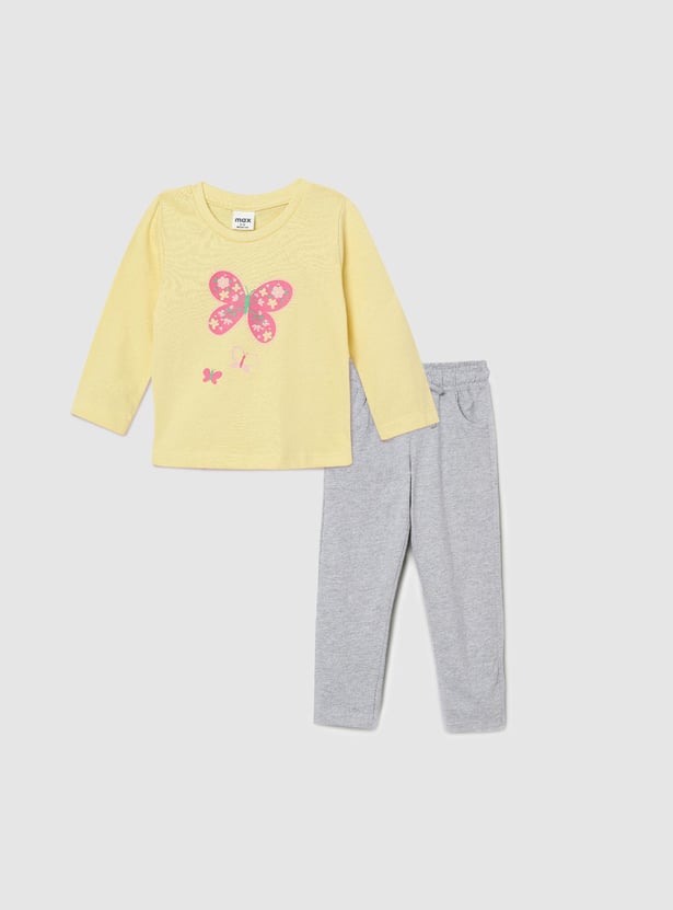 Girls Printed T-shirt with Pants