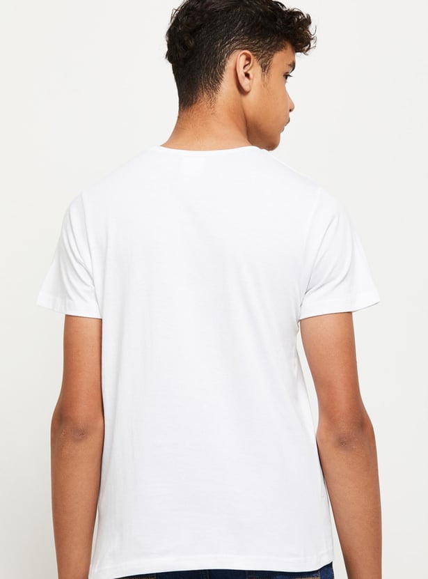 Boys Printed Crew Neck Regular Fit T-shirt