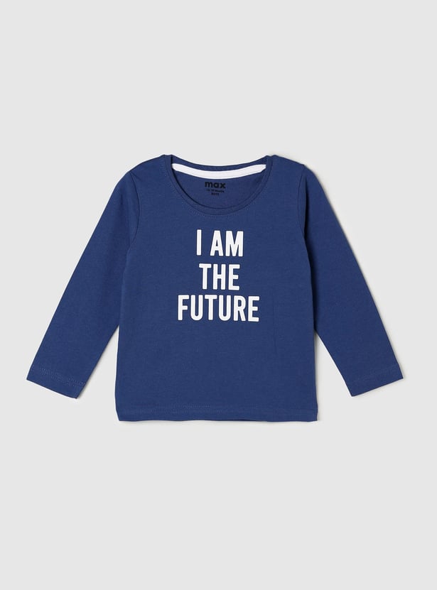 Boys Typographic Printed Crew Neck T-shirt 