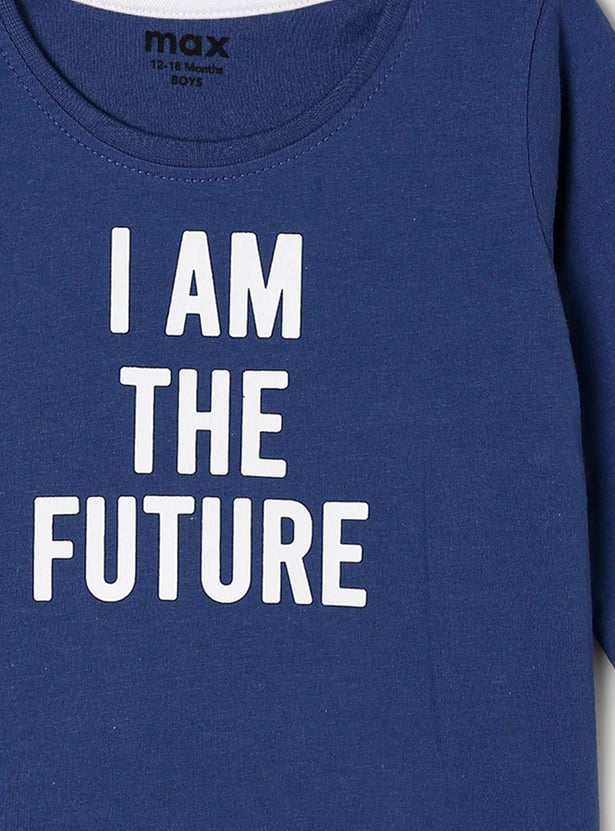 Boys Typographic Printed Crew Neck T-shirt 