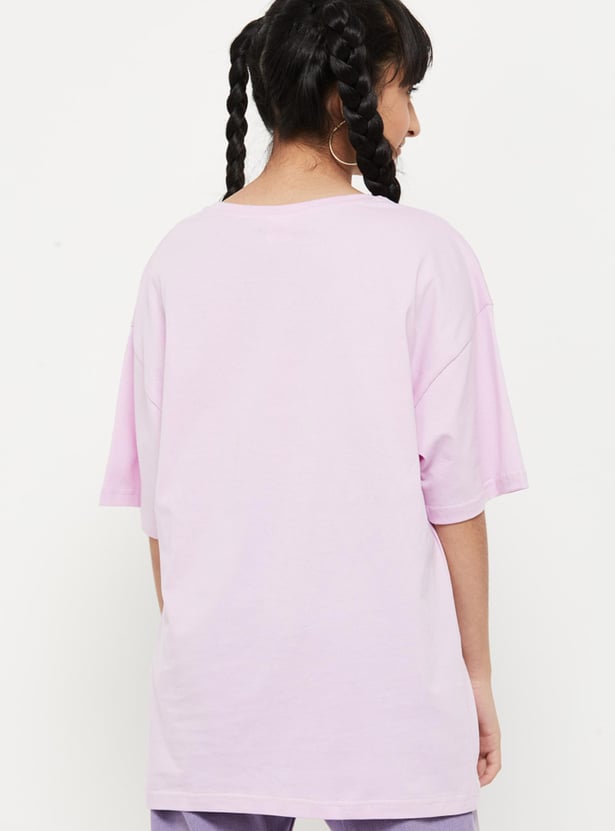 Girls Printed Round Neck Regular Fit T-shirt