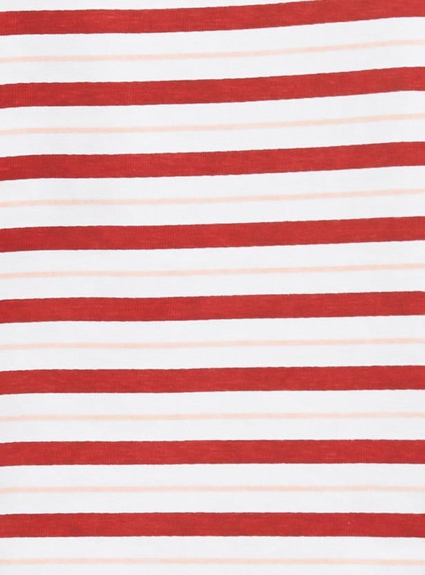 Girls Striped High-Neck Top