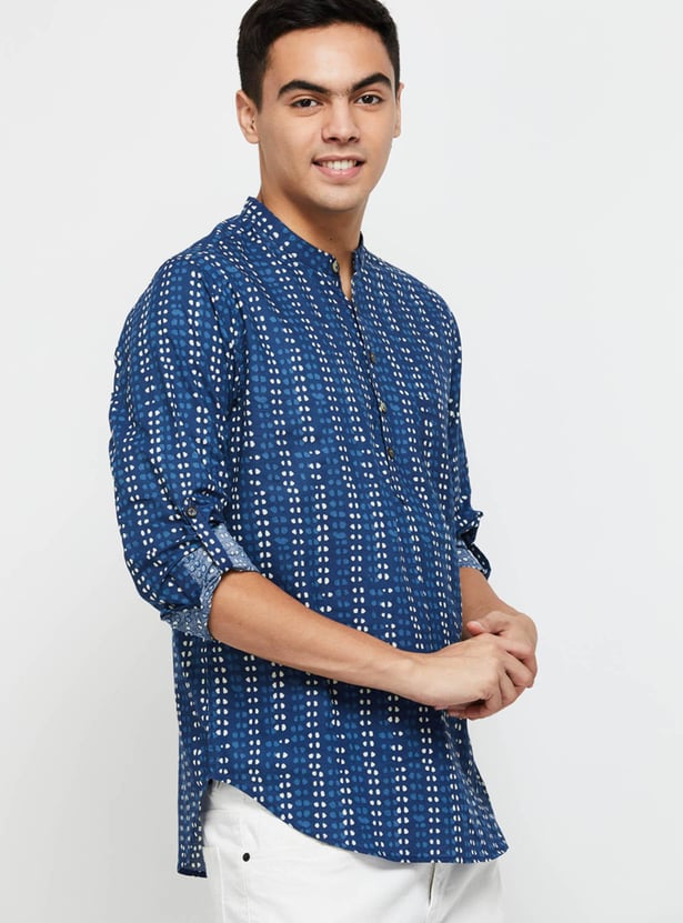 Men Printed Mandarin Collar Kurta