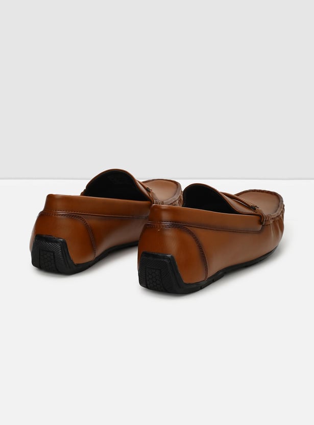 Men Solid Woven Slip-On Loafers