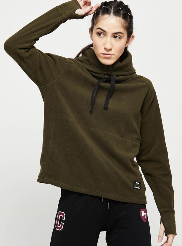 Women Solid Turtle Neck Sweatshirt