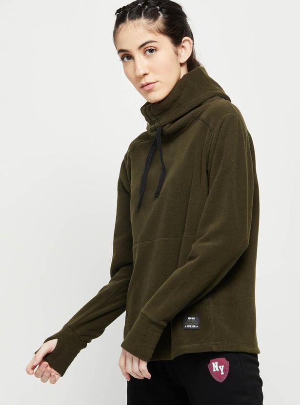 Women Solid Turtle Neck Sweatshirt