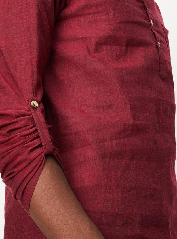 Men Solid Fusion Short Kurta