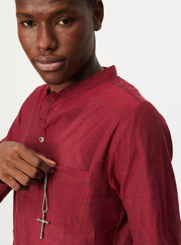 Men Solid Fusion Short Kurta