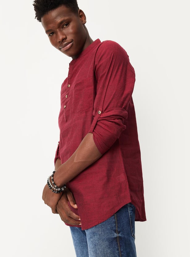 Men Solid Fusion Short Kurta