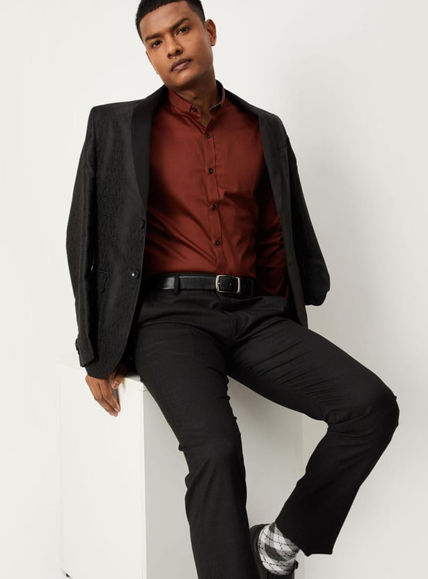 Men Solid Satin Slim Fit Shirt