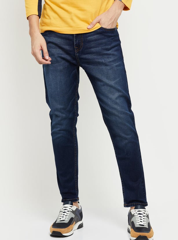 Men Stonewashed Carrot Fit Jeans