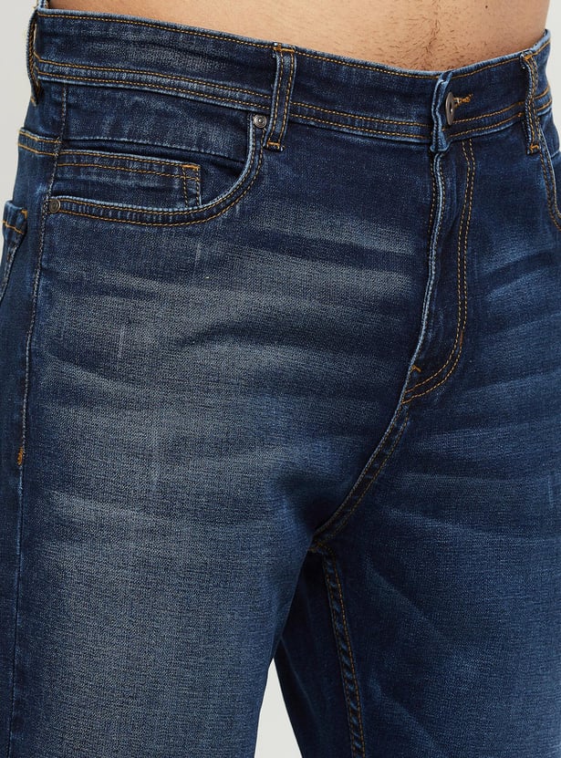 Men Stonewashed Carrot Fit Jeans