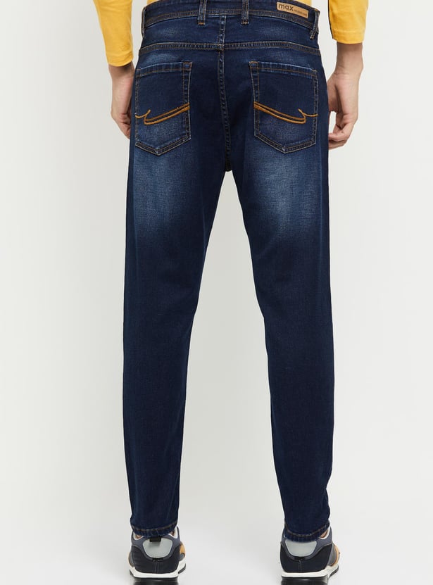 Men Stonewashed Carrot Fit Jeans