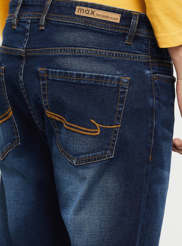 Men Stonewashed Carrot Fit Jeans