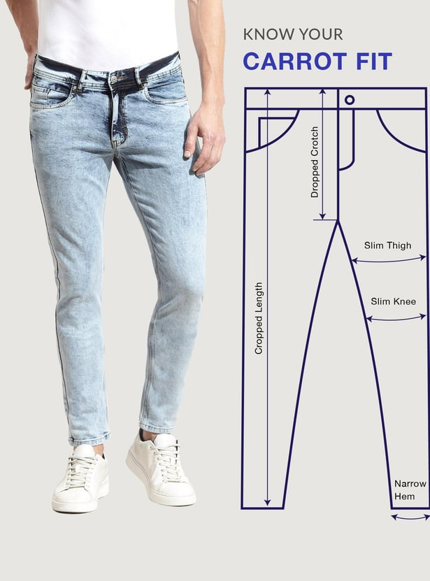 Men Stonewashed Carrot Fit Jeans