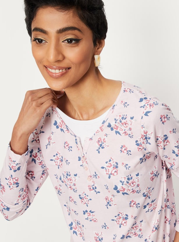 Women Floral Printed Layered Neck Top