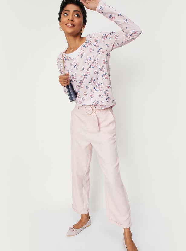 Women Floral Printed Layered Neck Top