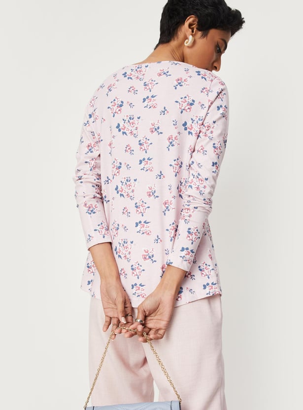 Women Floral Printed Layered Neck Top