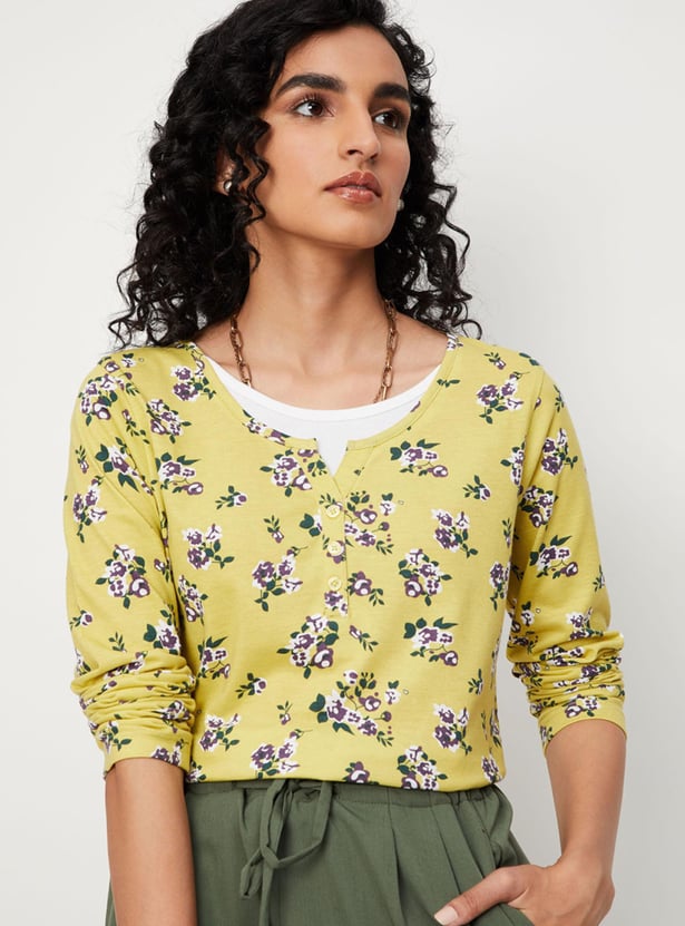 Women Floral Printed Layered Neck Top