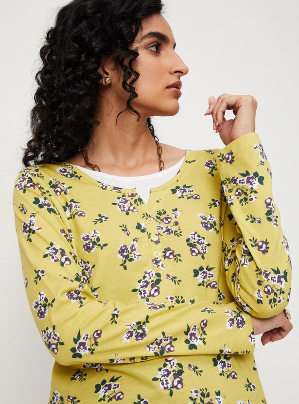 Women Floral Printed Layered Neck Top