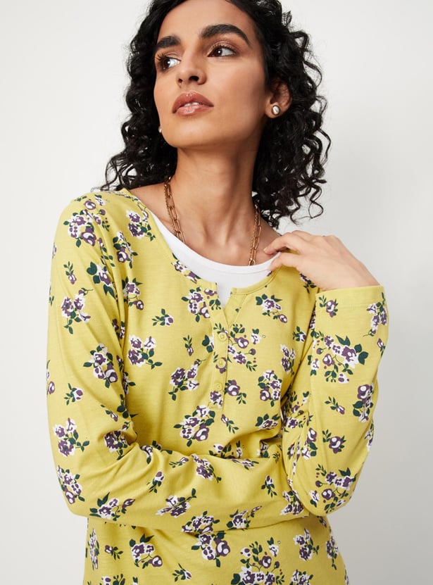 Women Floral Printed Layered Neck Top