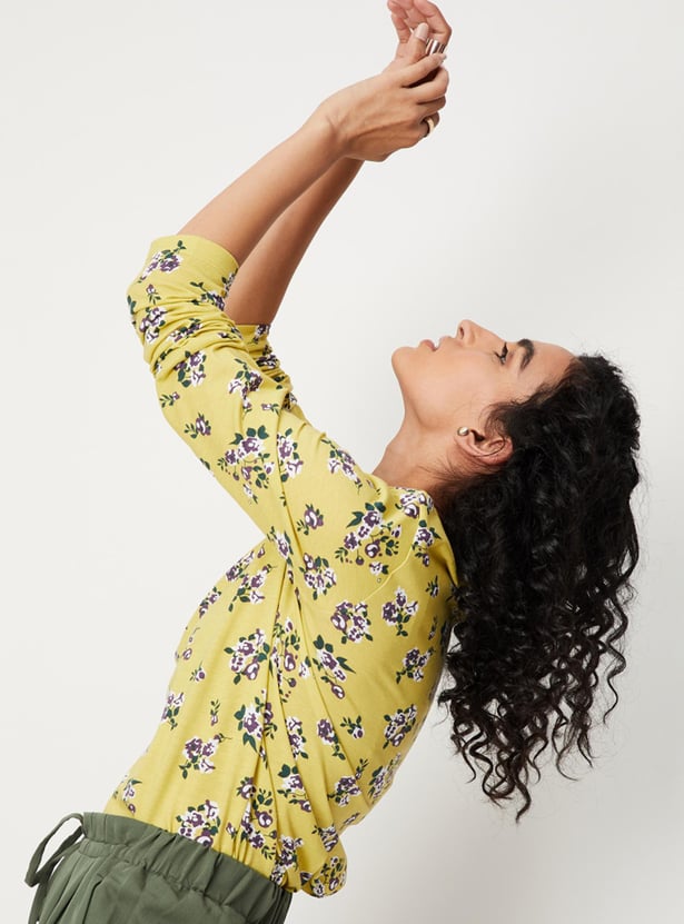 Women Floral Printed Layered Neck Top