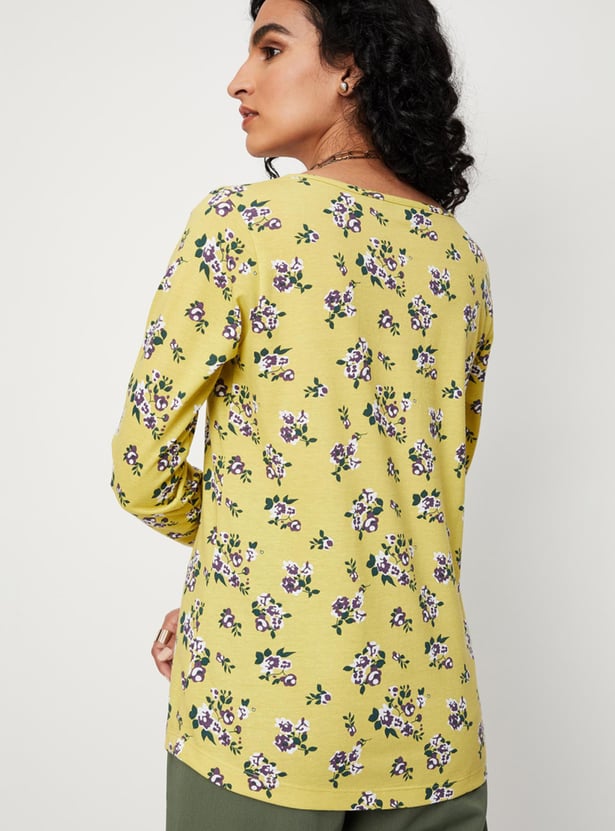 Women Floral Printed Layered Neck Top