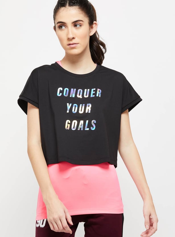 Women Typographic Print Layered T-Shirt