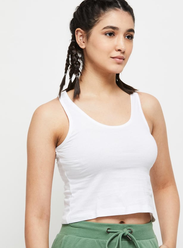 Women Checked Hooded Crop Sweatshirt