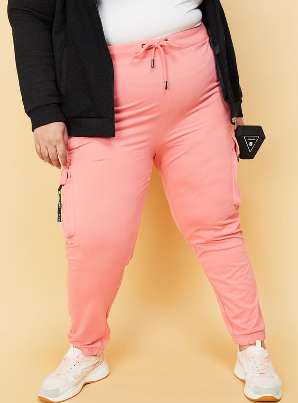 Women Solid Joggers with Cargo Pockets
